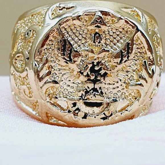 💎 Punk Alloy Round Street Trend Fashion Eagle Gold Rings for Man, INDN8467 - Picture 7 of 10